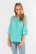 Right Beside Me Lace & Ruffles Top- Aqua