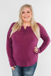 Cozy & Warm 4 Button Henley Top- Plum