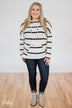 Your Soft Touch Striped Hoodie- White & Black