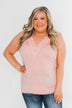 Front Lace Criss Cross Tank Top- Blush