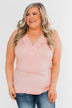 Front Lace Criss Cross Tank Top- Blush
