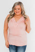 Front Lace Criss Cross Tank Top- Blush