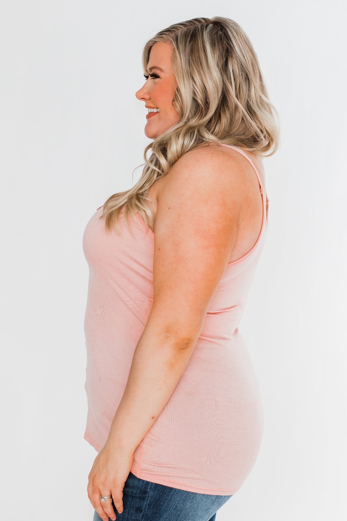 Front Lace Criss Cross Tank Top- Blush