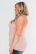 Front Lace Criss Cross Tank Top- Blush