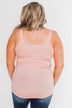 Front Lace Criss Cross Tank Top- Blush