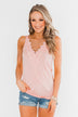 Front Lace Criss Cross Tank Top- Blush