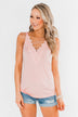 Front Lace Criss Cross Tank Top- Blush