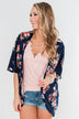 Never Been Better Floral Kimono- Navy