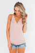 Front Lace Criss Cross Tank Top- Blush