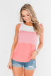 The Sweetest Thing Color Block Tank Top- Coral