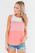 The Sweetest Thing Color Block Tank Top- Coral