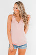 Front Lace Criss Cross Tank Top- Blush