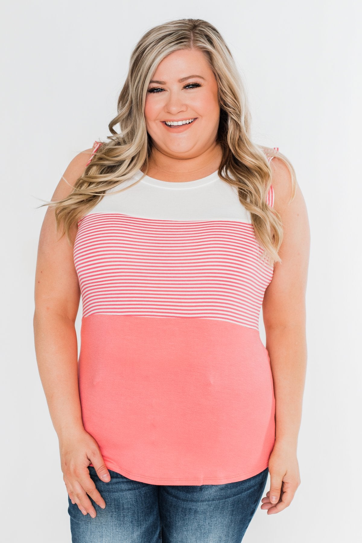 The Sweetest Thing Color Block Tank Top- Coral