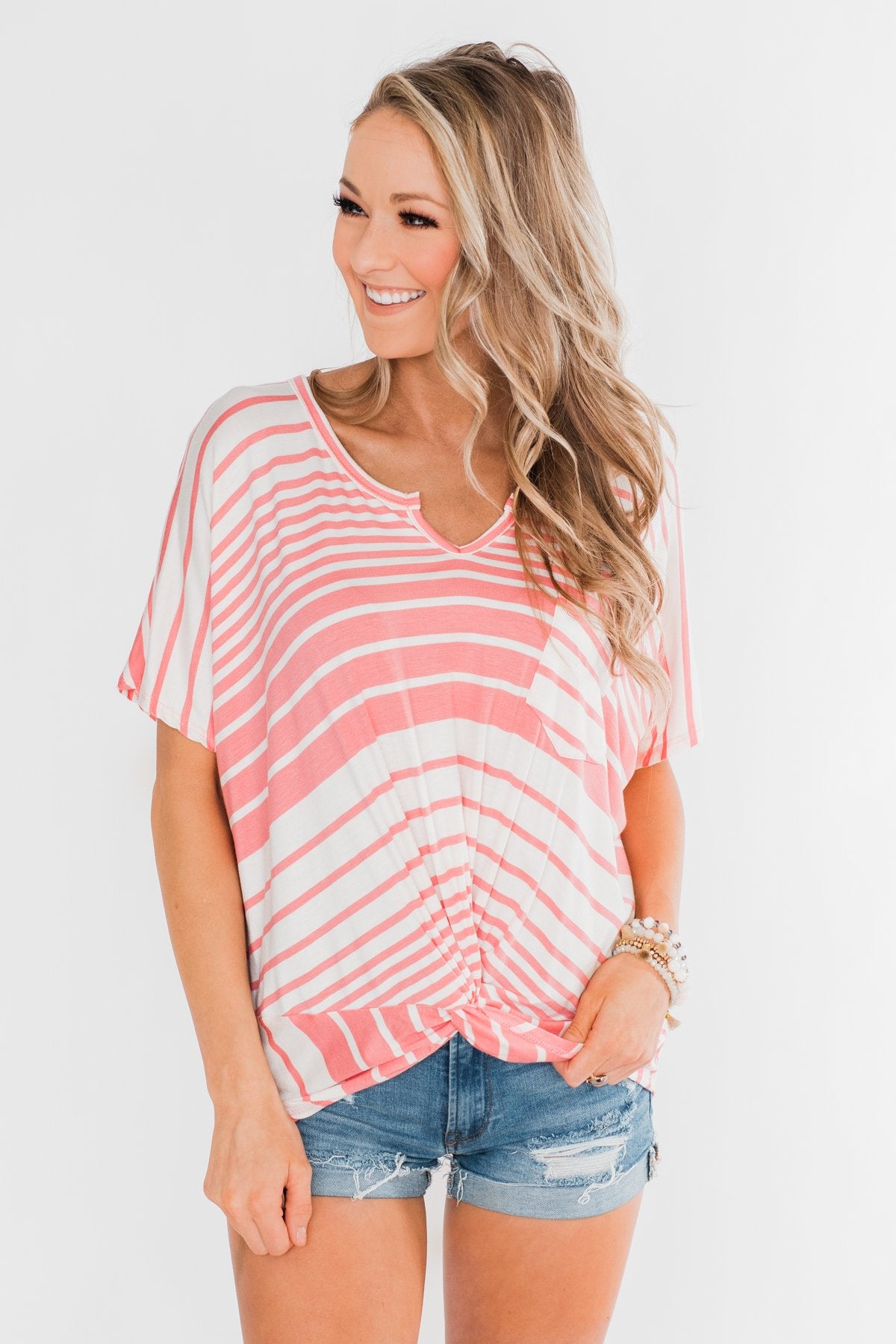My Best Life Short Sleeve Dolman Top- Pink