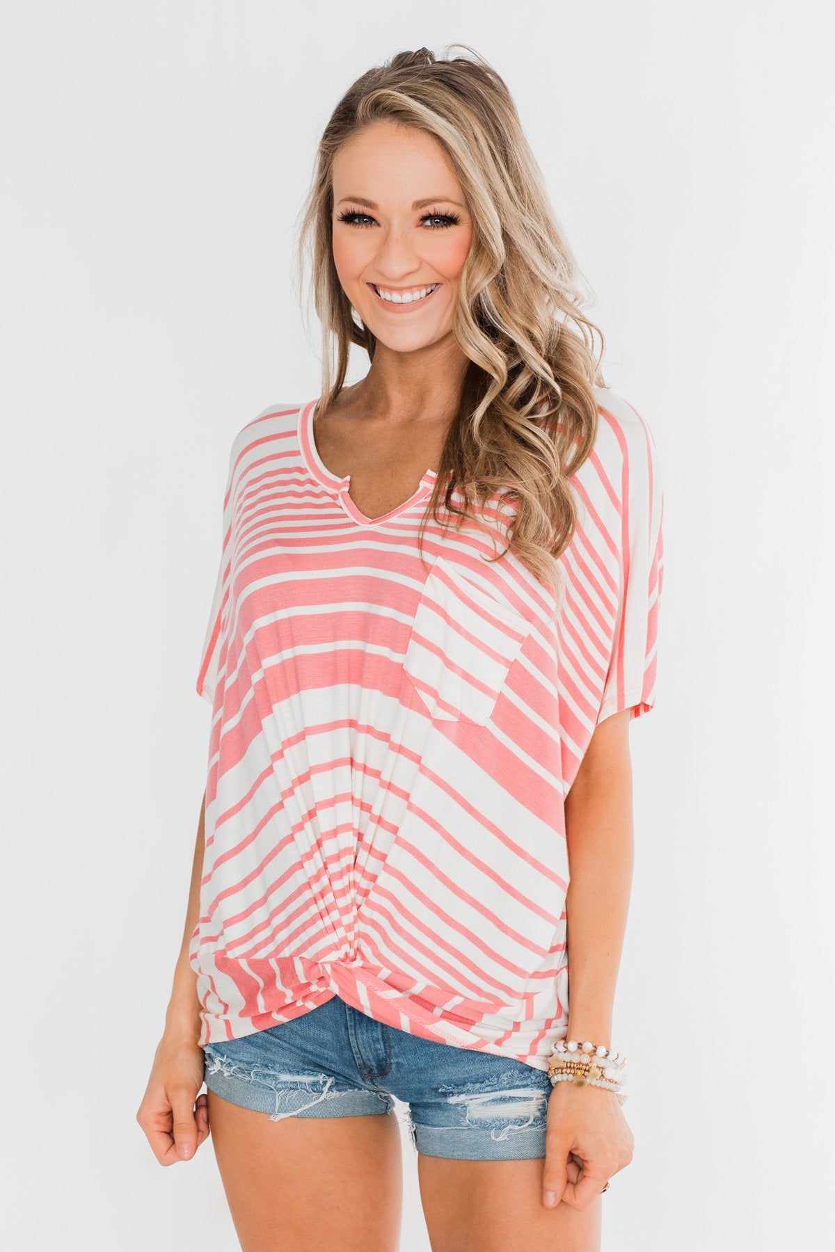 My Best Life Short Sleeve Dolman Top- Pink