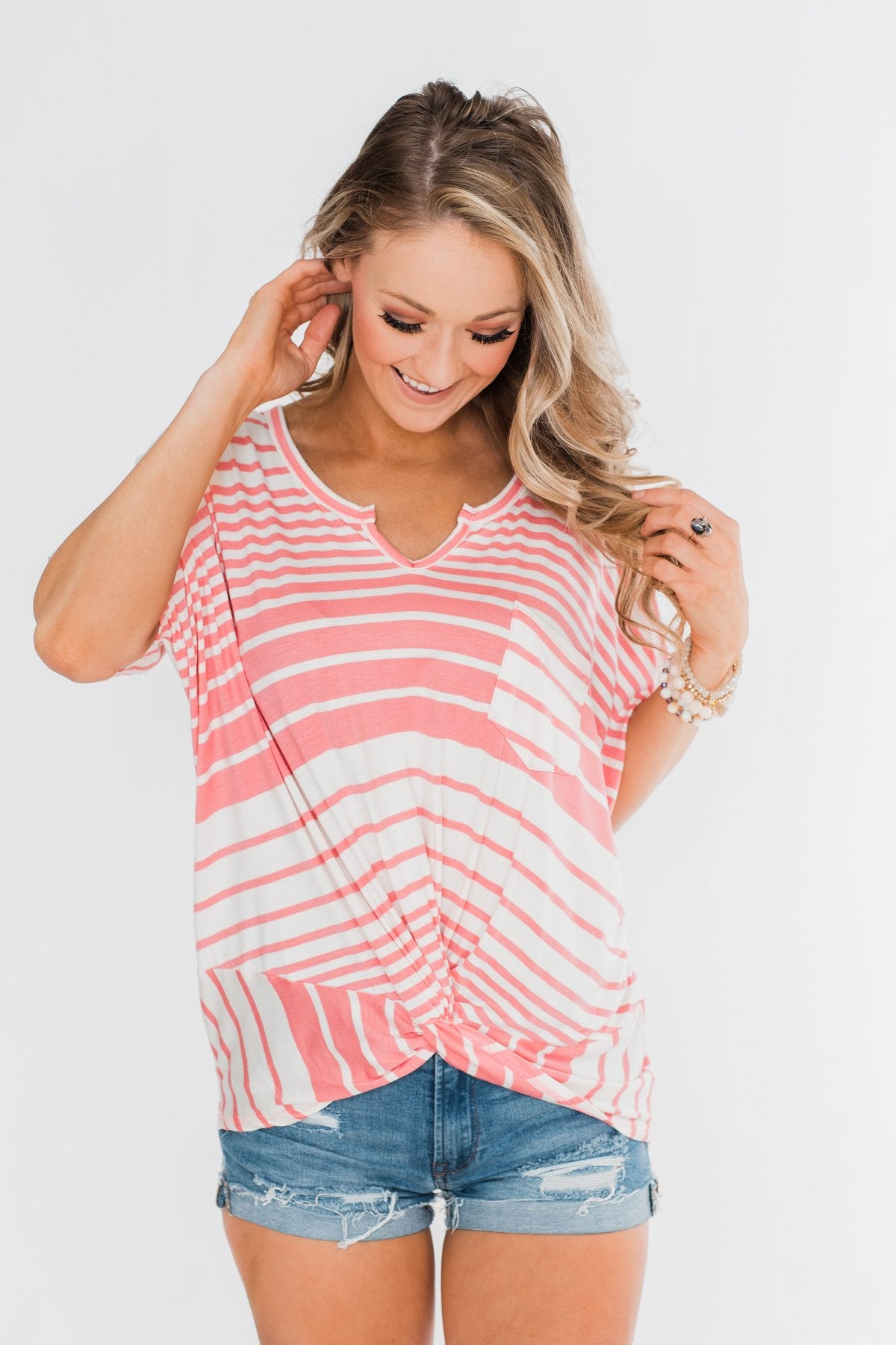 My Best Life Short Sleeve Dolman Top- Pink