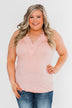 Front Lace Criss Cross Tank Top- Blush