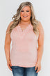 Front Lace Criss Cross Tank Top- Blush