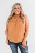 Larger Than Life Neck Tie Tank Top- Burnt Mustard