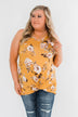 On Repeat Floral Criss Cross Tank Top- Mustard