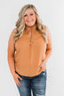 Larger Than Life Neck Tie Tank Top- Burnt Mustard