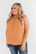 Larger Than Life Neck Tie Tank Top- Burnt Mustard