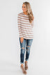 Just As You Are Striped Knit Top- Taupe