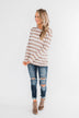 Just As You Are Striped Knit Top- Taupe