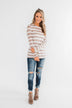Just As You Are Striped Knit Top- Taupe