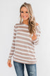 Just As You Are Striped Knit Top- Taupe
