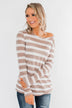 Just As You Are Striped Knit Top- Taupe