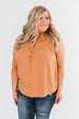Larger Than Life Neck Tie Tank Top- Burnt Mustard
