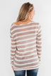 Just As You Are Striped Knit Top- Taupe