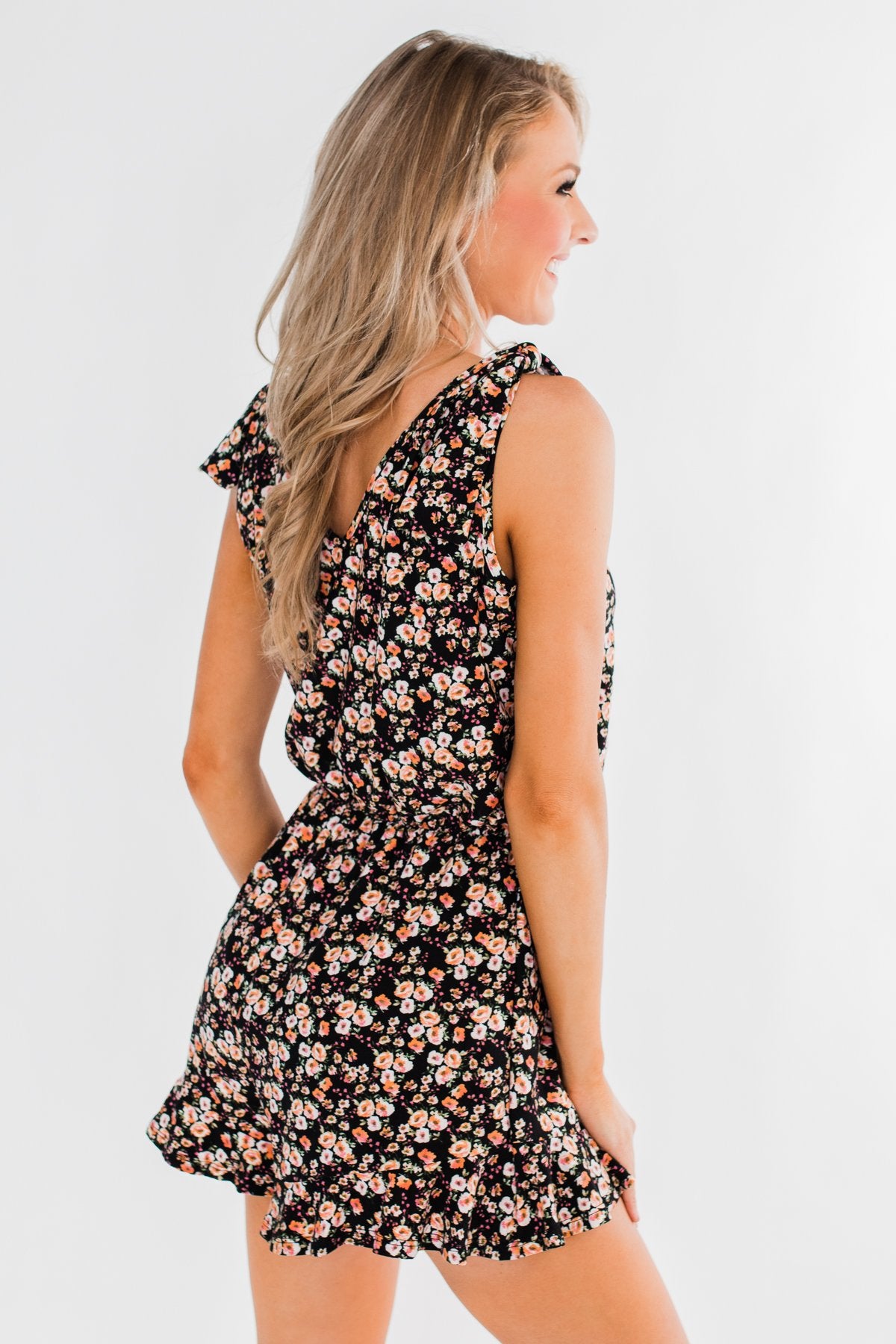 This Very Moment Floral Romper Black The Pulse Boutique
