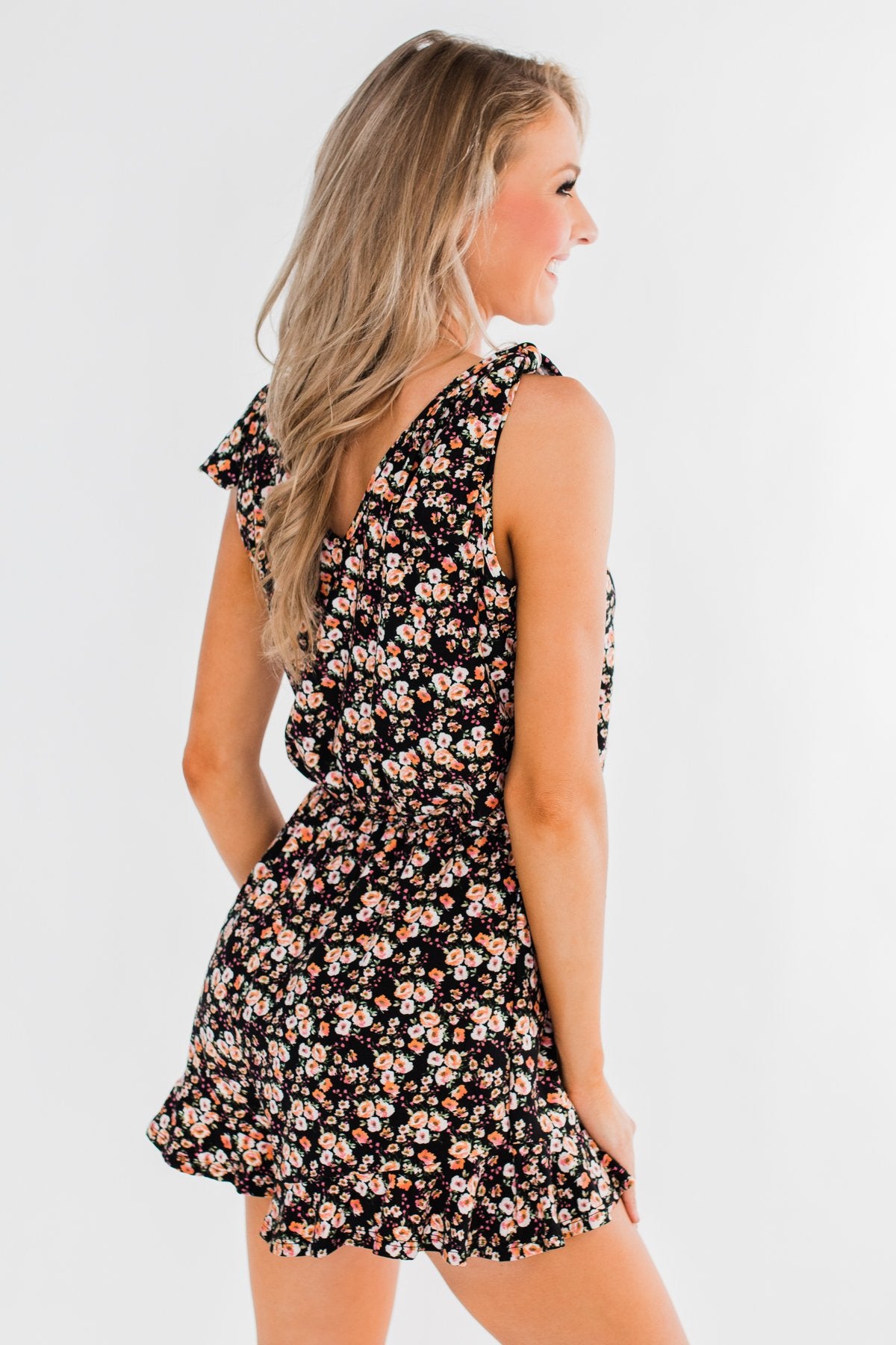 This Very Moment Floral Romper- Black