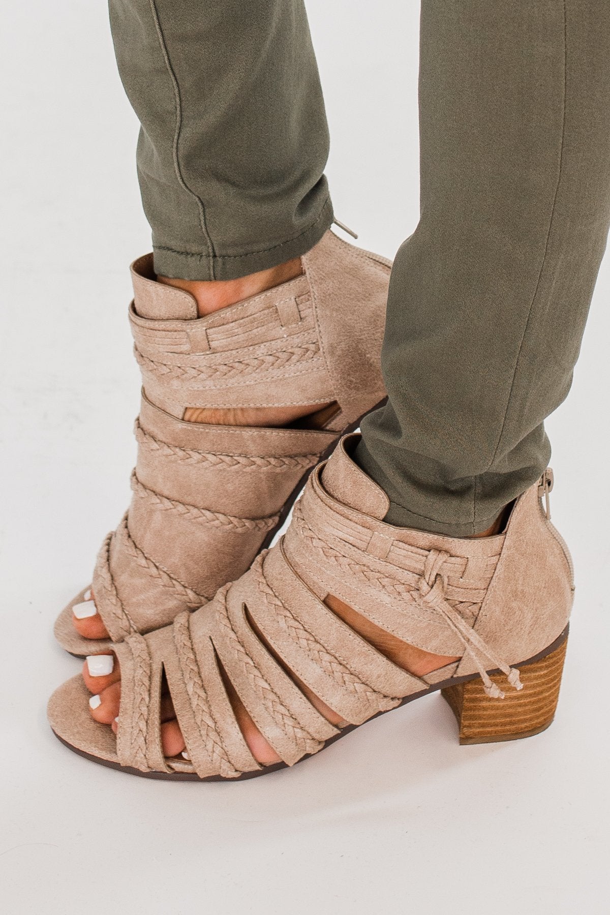 Not Rated Peep Toe Cullie Booties- Beige - Main Image