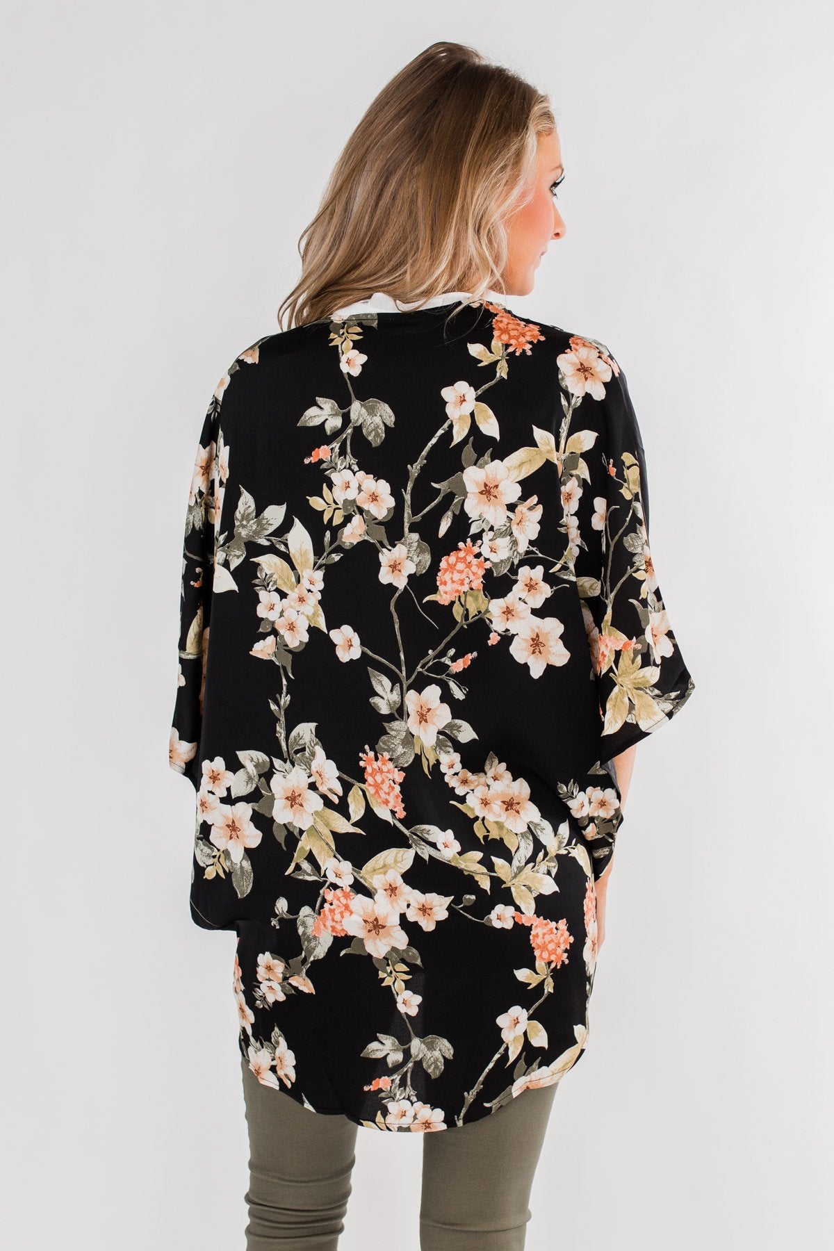 See The Romance Floral Kimono- Black