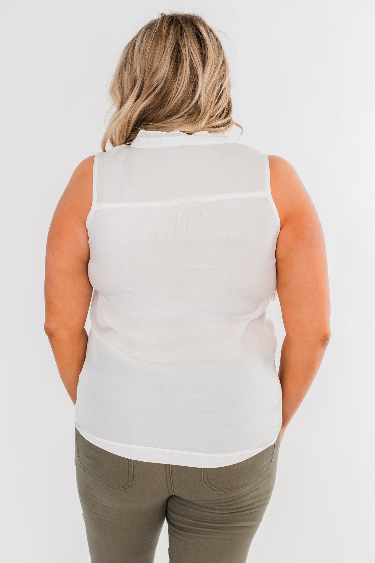 Always Had A Feeling Ruffled Tank Top- White