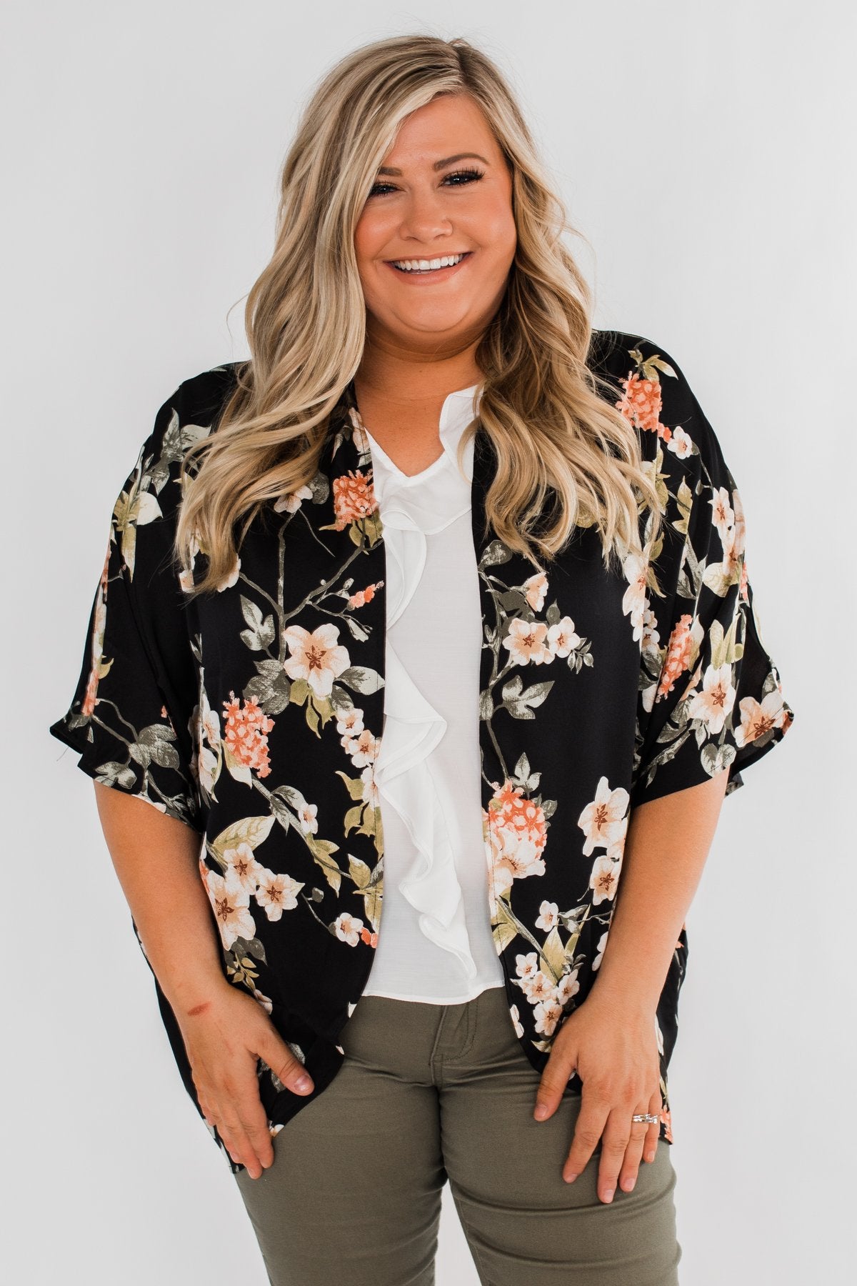 See The Romance Floral Kimono- Black