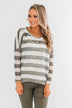 The Right Direction Striped Knitted Top- Olive