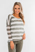 The Right Direction Striped Knitted Top- Olive