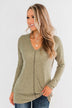 Simple As Can Be Knitted Top- Olive
