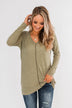 Simple As Can Be Knitted Top- Olive