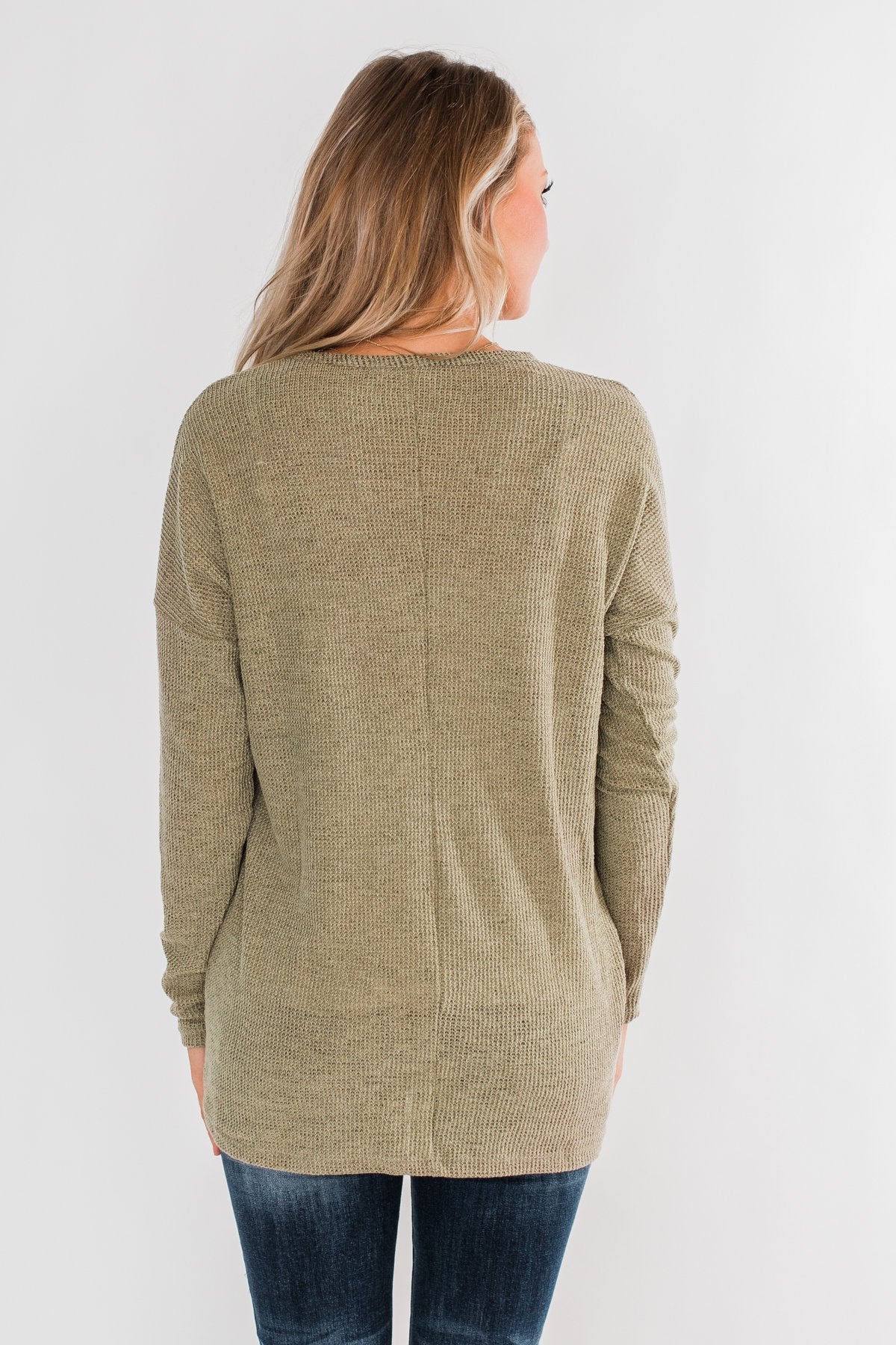 Simple As Can Be Knitted Top- Olive