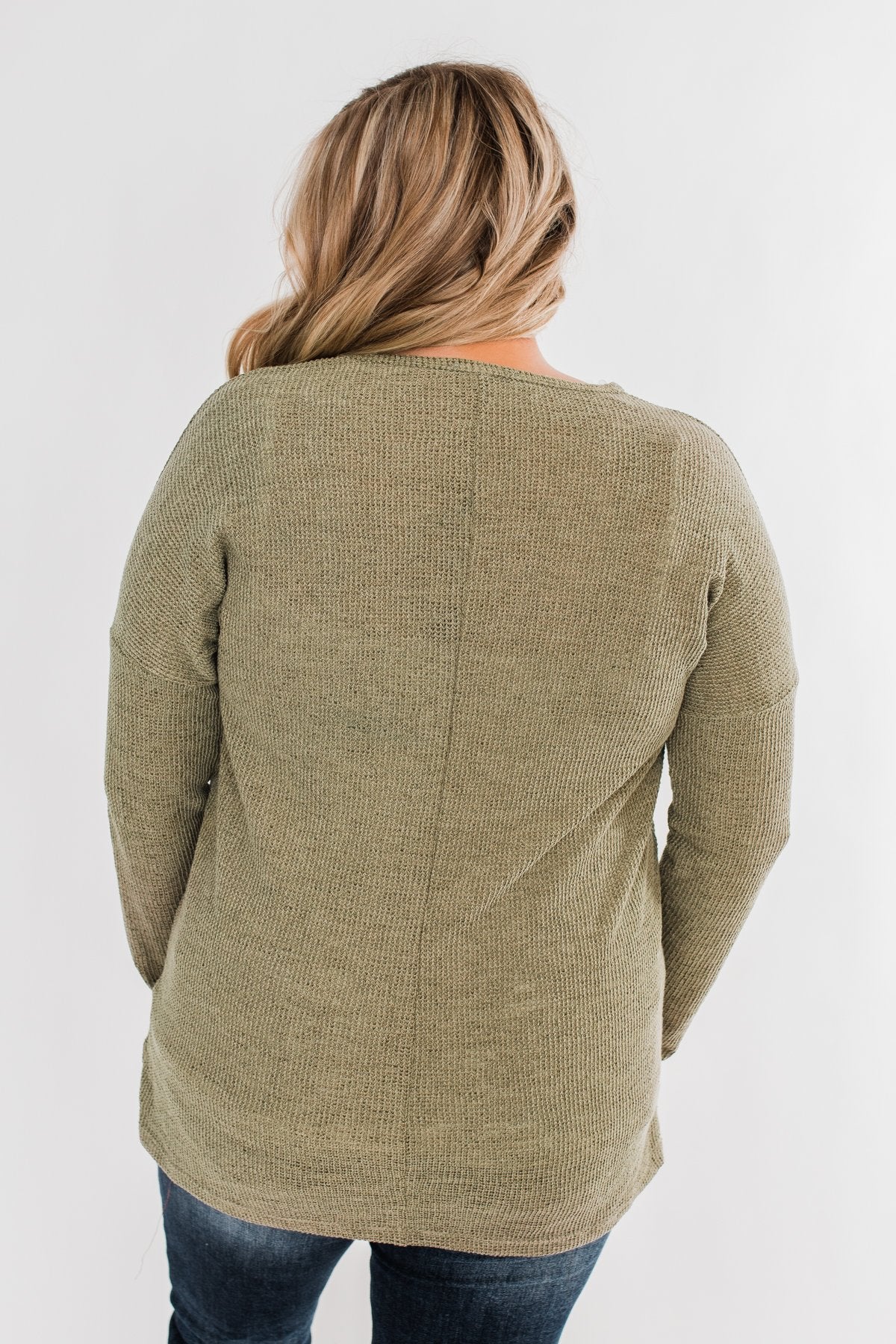 Simple As Can Be Knitted Top- Olive