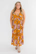Drawn To You Floral Maxi Dress- Copper Yellow