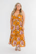 Drawn To You Floral Maxi Dress- Copper Yellow