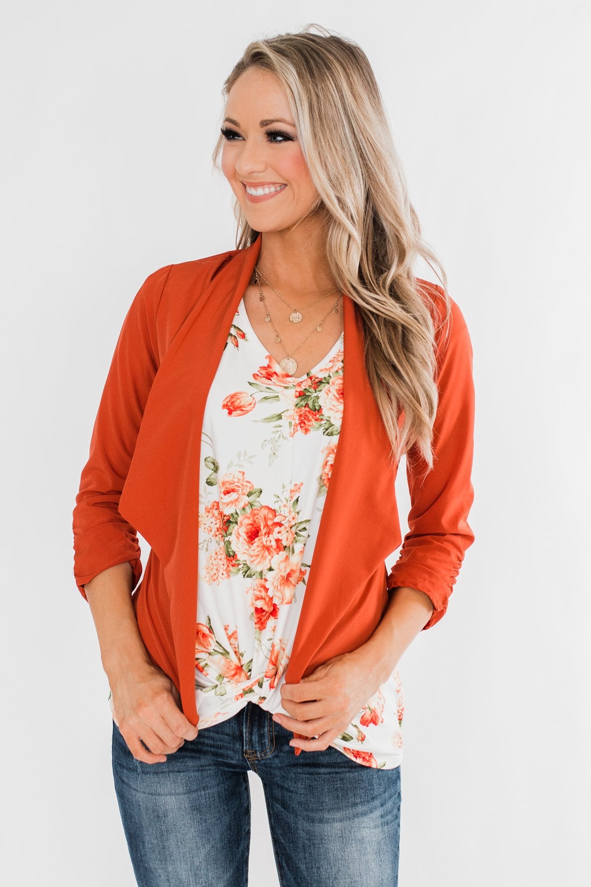 Pretty & Professional Blazer- Burnt Orange