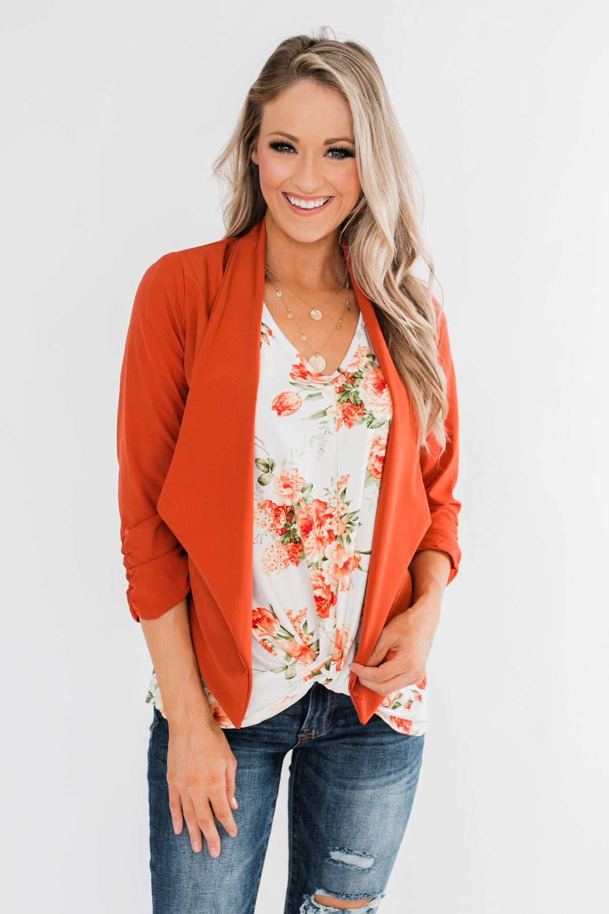 Pretty & Professional Blazer- Burnt Orange