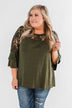 Right Beside Me Lace & Ruffles Top- Olive